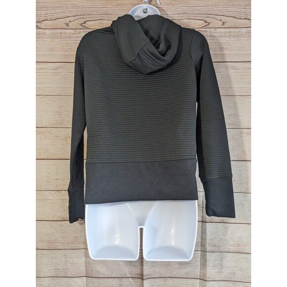 Nike Women's Dri-Fit Drawstring Hoodie Black Ribbed Knit Sz XSmall - Picture 3 of 10